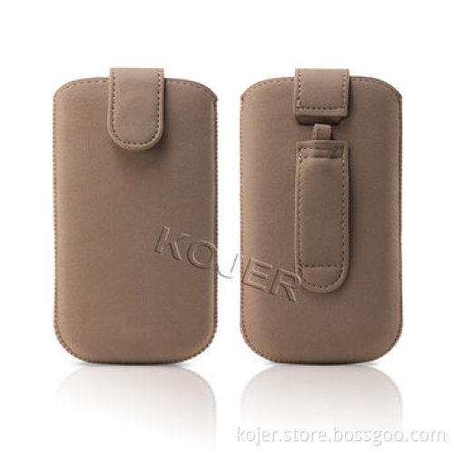 Mobile Phone Pouch, Leather Phone Pouch, Made of PU Leather and Retractable Pull-tabNew
